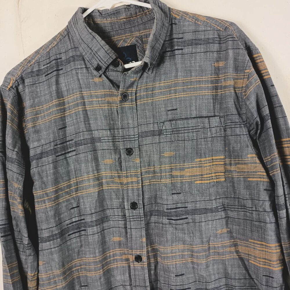 prAna Broderick Shirt Mens M Blue Striped Gorpcore Outdoor Casual Button Down